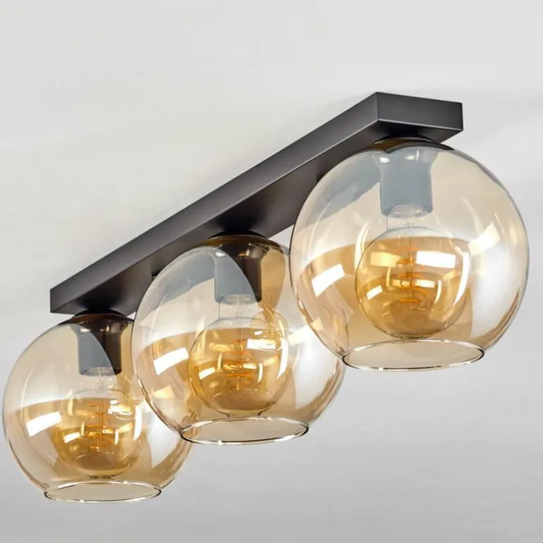 Plafonnier Verre 20 cm Koyoto Ambre, 3 lumières