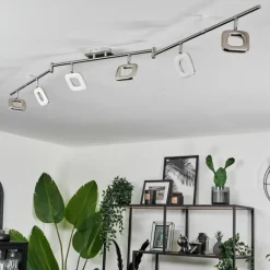 Plafonnier Villenauxe LED Nickel mat, 6 lumières
