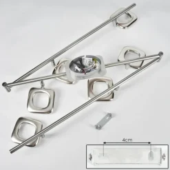 Plafonnier Villenauxe LED Nickel mat, 6 lumières