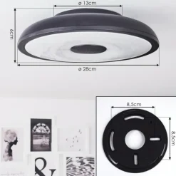 Plafonnier Vully LED Noir, 1 lumière, Télécommandes, Changeur de couleurs