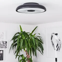 Plafonnier Vully LED Noir, 1 lumière, Télécommandes, Changeur de couleurs