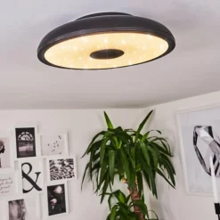 Plafonnier Vully LED Noir, 1 lumière, Télécommandes, Changeur de couleurs