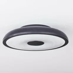 Plafonnier Vully LED Noir, 1 lumière, Télécommandes, Changeur de couleurs