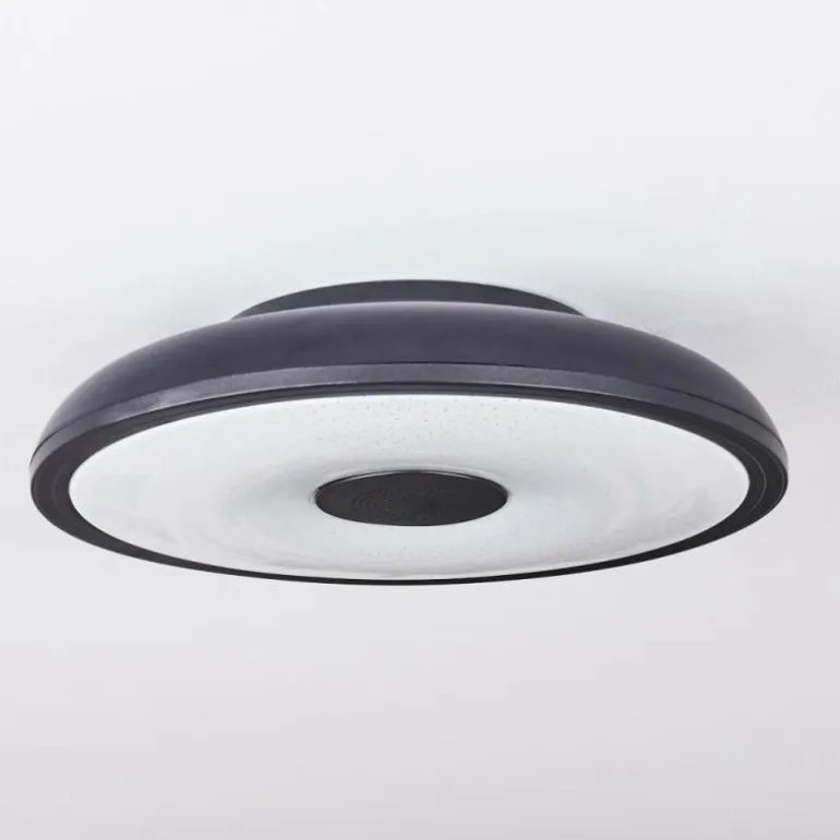 Plafonnier Vully LED Noir, 1 lumière, Télécommandes, Changeur de couleurs