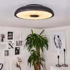 Plafonnier Vully LED Noir, 1 lumière, Télécommandes, Changeur de couleurs