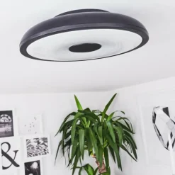 Plafonnier Vully LED Noir, 1 lumière, Télécommandes, Changeur de couleurs