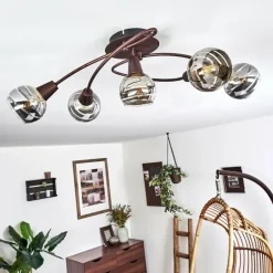 Plafonnier Warga LED Bronze, 5 lumières