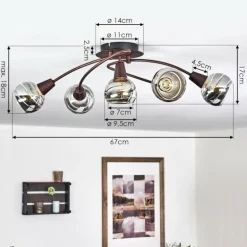 Plafonnier Warga LED Bronze, 5 lumières