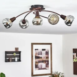 Plafonnier Warga LED Bronze, 5 lumières