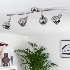 Plafonnier Warga LED Nickel mat, 4 lumières
