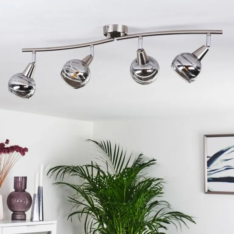 Plafonnier Warga LED Nickel mat, 4 lumières