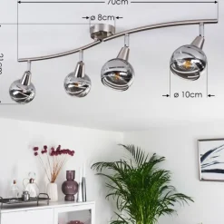 Plafonnier Warga LED Nickel mat, 4 lumières