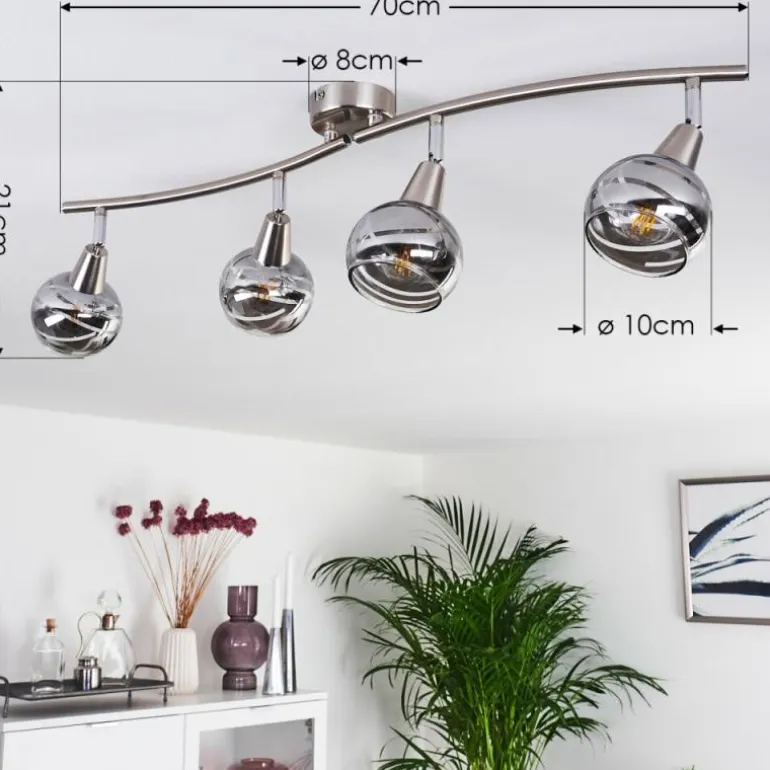 Plafonnier Warga LED Nickel mat, 4 lumières