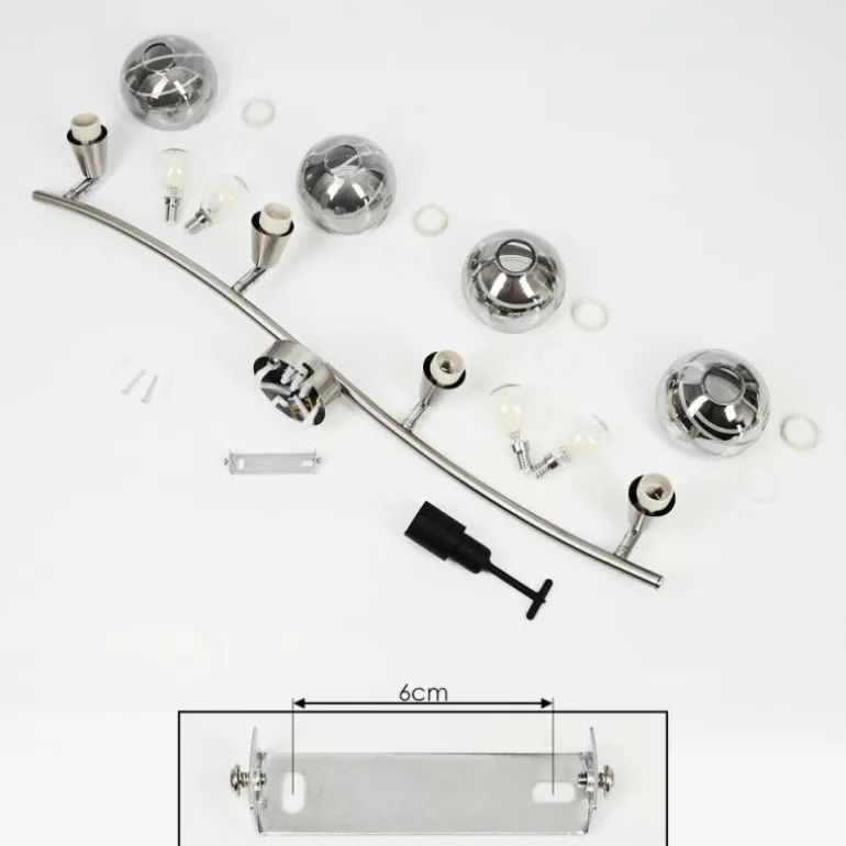 Plafonnier Warga LED Nickel mat, 4 lumières