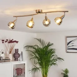Plafonnier Warga LED Nickel mat, 4 lumières