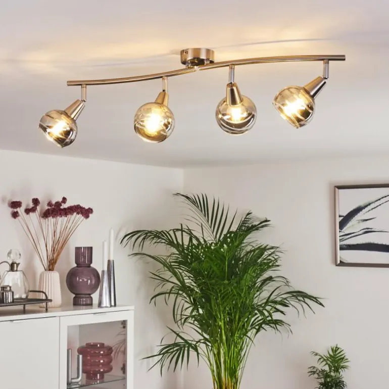 Plafonnier Warga LED Nickel mat, 4 lumières