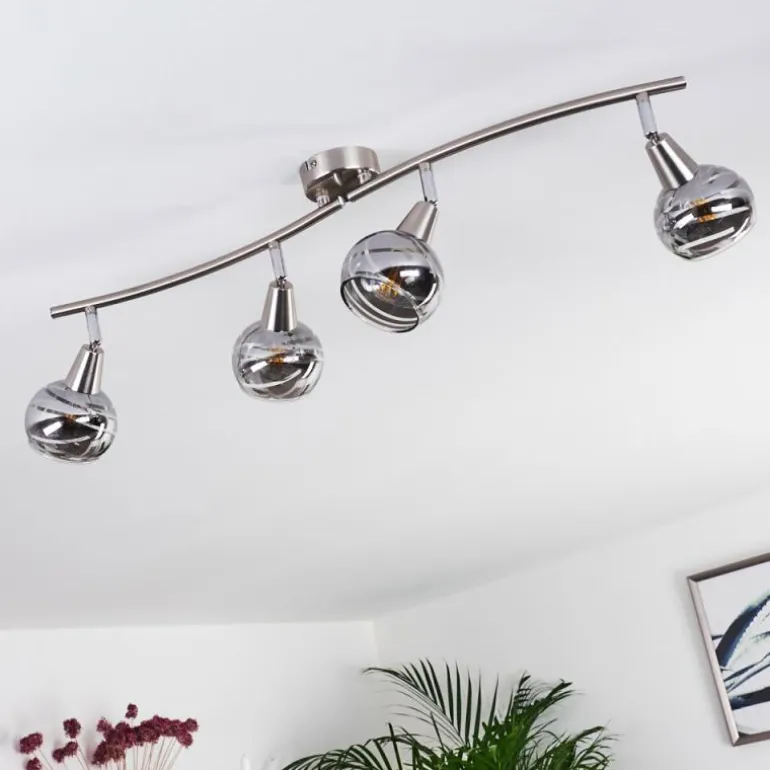 Plafonnier Warga LED Nickel mat, 4 lumières