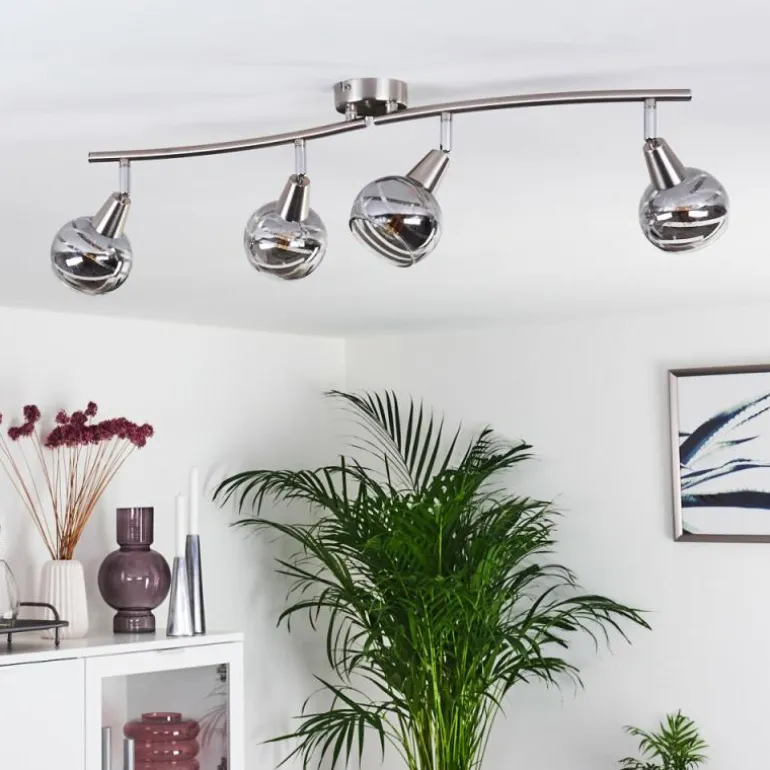 Plafonnier Warga LED Nickel mat, 4 lumières