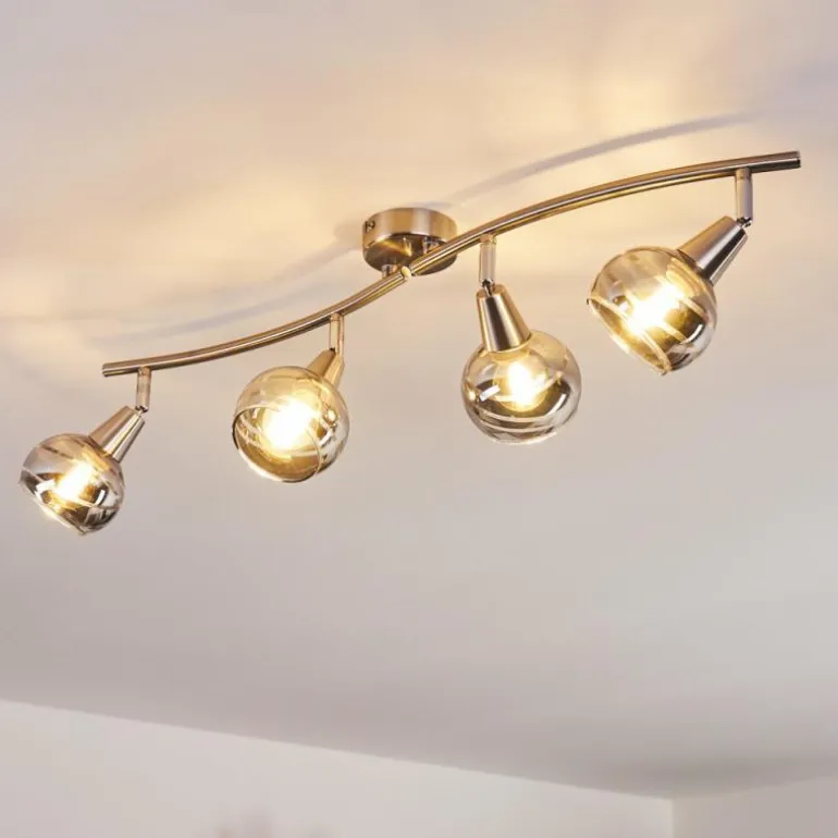 Plafonnier Warga LED Nickel mat, 4 lumières