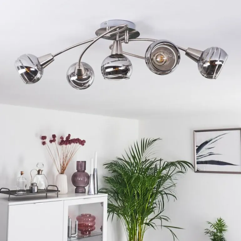 Plafonnier Warga LED Nickel mat, 5 lumières