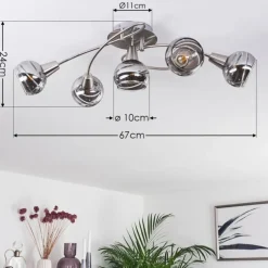 Plafonnier Warga LED Nickel mat, 5 lumières