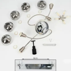 Plafonnier Warga LED Nickel mat, 5 lumières