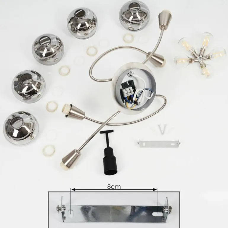 Plafonnier Warga LED Nickel mat, 5 lumières