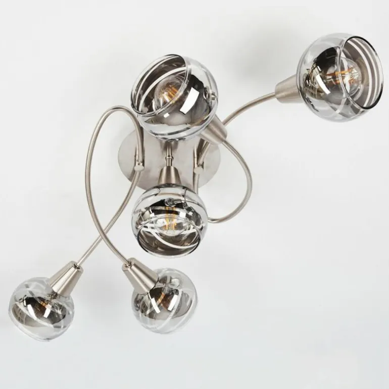 Plafonnier Warga LED Nickel mat, 5 lumières