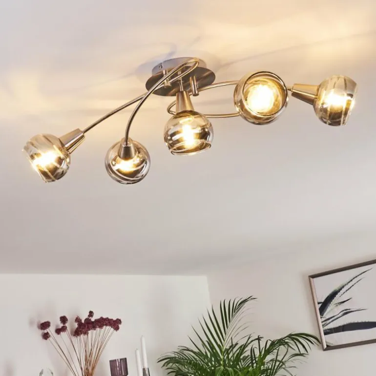 Plafonnier Warga LED Nickel mat, 5 lumières