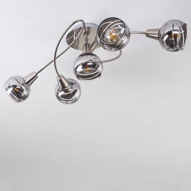 Plafonnier Warga LED Nickel mat, 5 lumières