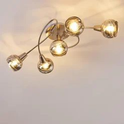 Plafonnier Warga LED Nickel mat, 5 lumières