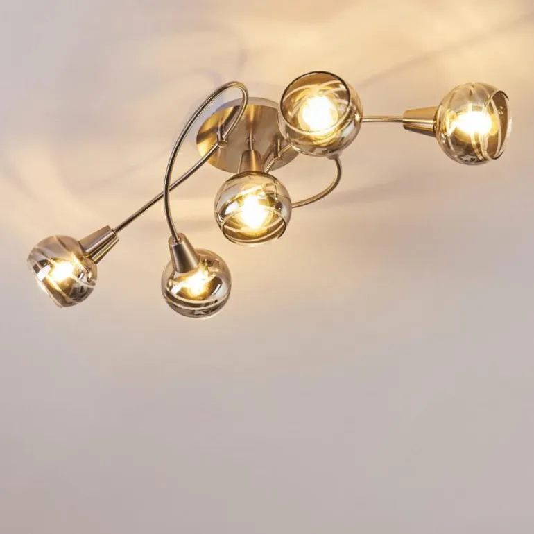 Plafonnier Warga LED Nickel mat, 5 lumières