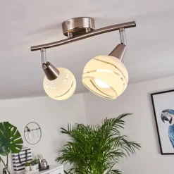 Plafonnier Warga LED Nickel mat, 2 lumières