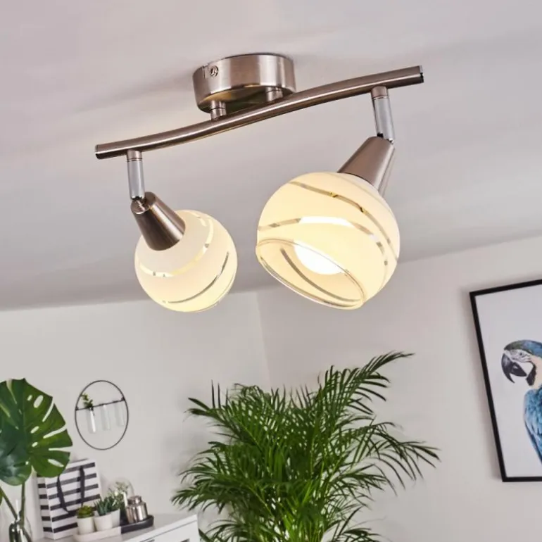 Plafonnier Warga LED Nickel mat, 2 lumières