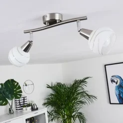 Plafonnier Warga LED Nickel mat, 2 lumières
