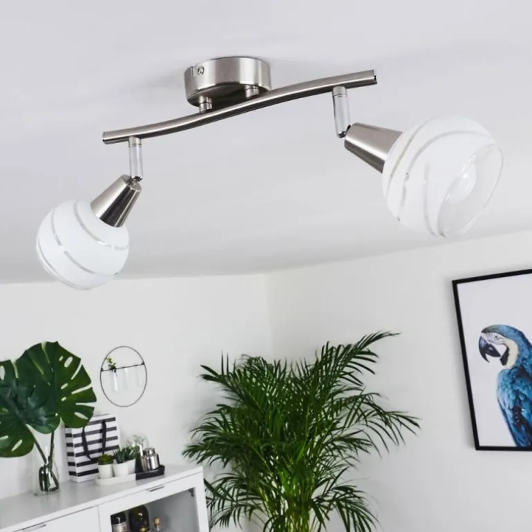 Plafonnier Warga LED Nickel mat, 2 lumières