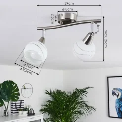 Plafonnier Warga LED Nickel mat, 2 lumières