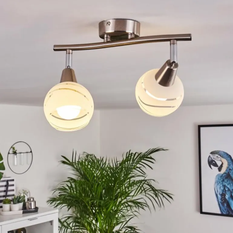 Plafonnier Warga LED Nickel mat, 2 lumières