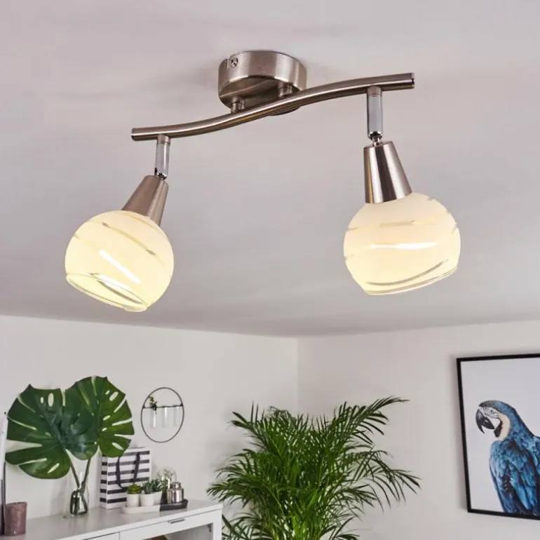 Plafonnier Warga LED Nickel mat, 2 lumières