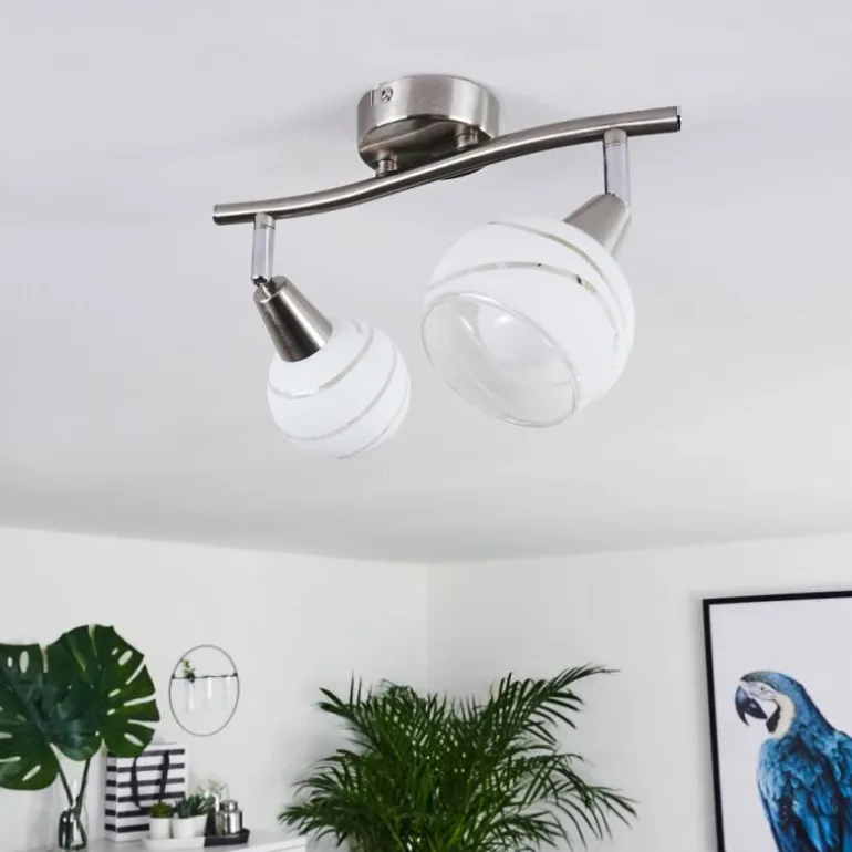 Plafonnier Warga LED Nickel mat, 2 lumières