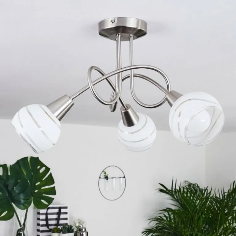 Plafonnier Warga LED Nickel mat, 3 lumières