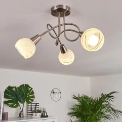 Plafonnier Warga LED Nickel mat, 3 lumières