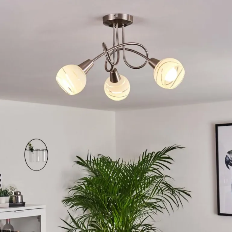Plafonnier Warga LED Nickel mat, 3 lumières