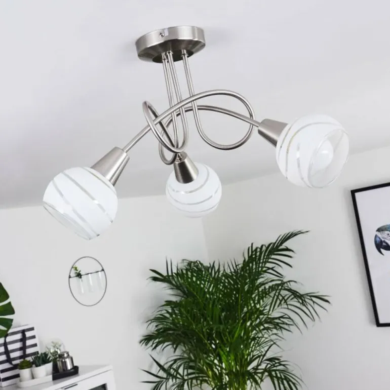 Plafonnier Warga LED Nickel mat, 3 lumières