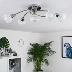 Plafonnier Warga LED Nickel mat, 5 lumières