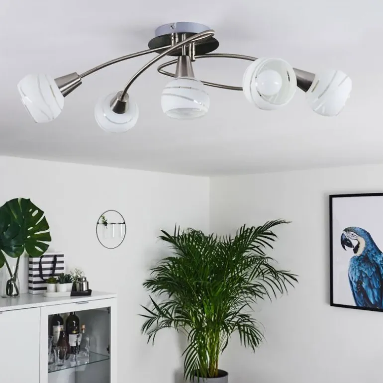 Plafonnier Warga LED Nickel mat, 5 lumières