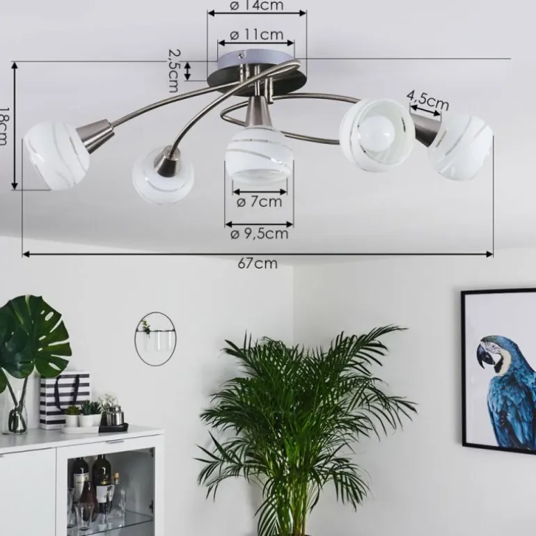 Plafonnier Warga LED Nickel mat, 5 lumières