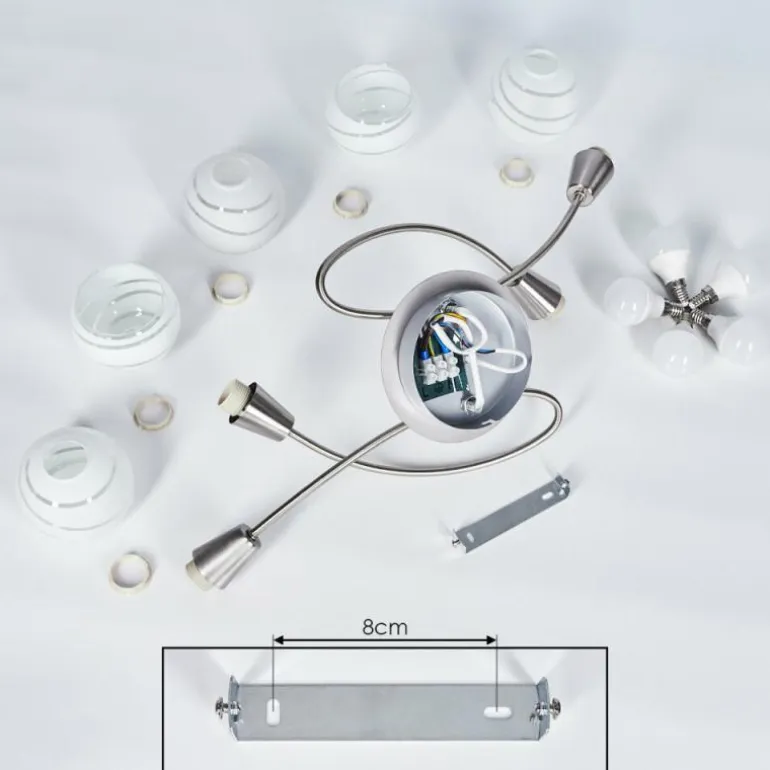 Plafonnier Warga LED Nickel mat, 5 lumières