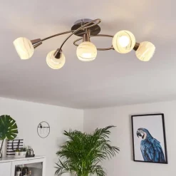 Plafonnier Warga LED Nickel mat, 5 lumières