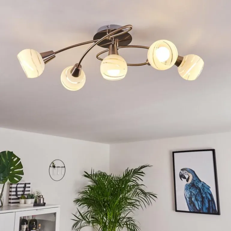 Plafonnier Warga LED Nickel mat, 5 lumières